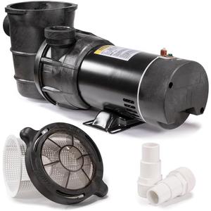 XtremepowerUS 1.5HP Above Ground Swimming Pool Pump 2-Speed Pump Spa 1.5" inch High Flow Dual Speed Self Filter Basket w/ Pool Hose Adapter