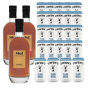 Nkd Distillery Whiskey Alternative Premium Non-Alcoholic Spirit 750 ML Bottles w Owen’s Mixers Club Soda 8.2 OZ Cans - Perfect for Mocktails - Made in USA