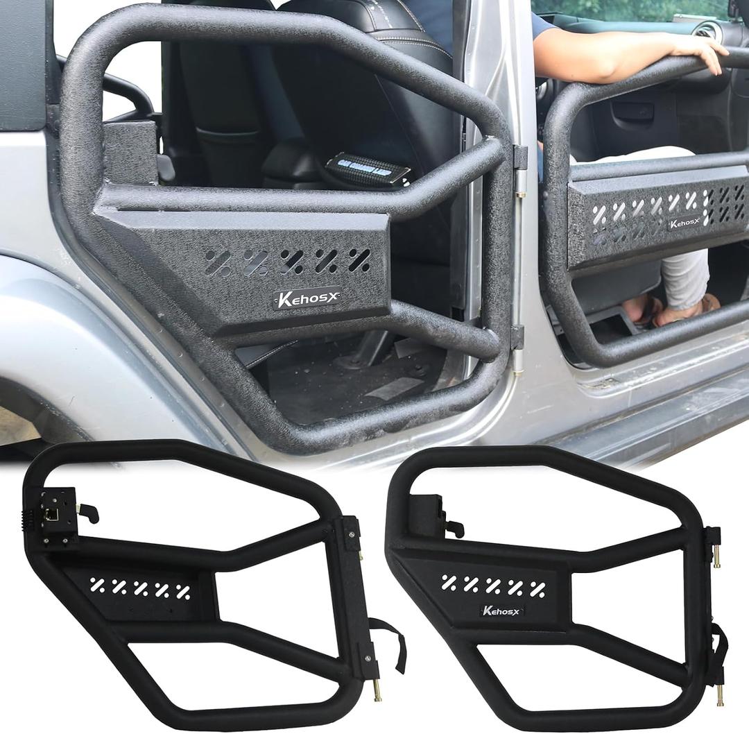 2 Rear Doors Set Off Road Compatible for 2007-2018 Jeep Wrangler JK,Fashion Design with Big Size Tube,Rear
