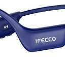 IFECCO Bone Conduction Headphones Bluetooth 6.0 - IP67 Waterproof Bone Conduction Headphones with Mic,Wireless Open Ear Earbuds for Running Gym Walking Cycling (Blue)