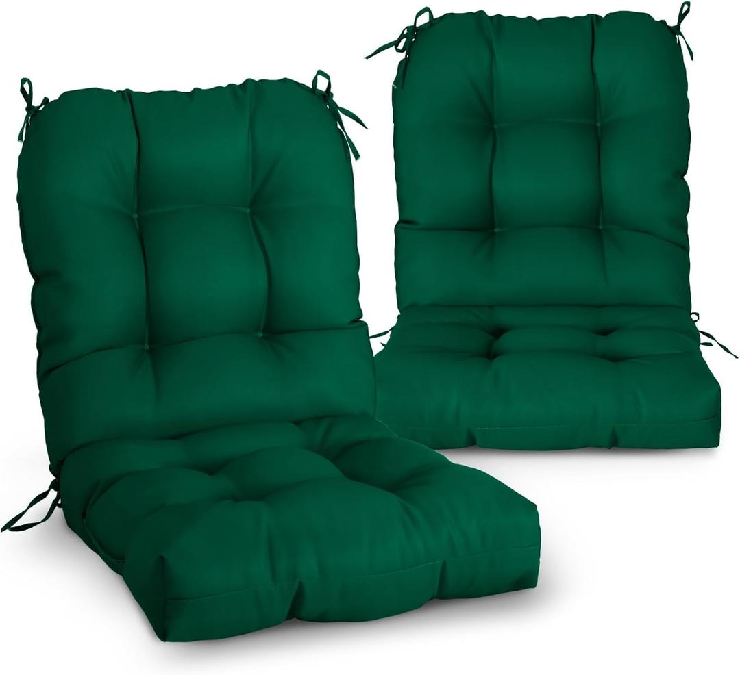 EAGLE PEAK Tufted Outdoor/Indoor Seat/Back Chair Cushions, Set of 2, 42'' x 21'', Dark Green