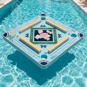 Large Pool Mahjong Table Floating Hot Tub Float Board for Mahjong Card Games Swimming Pool Dominoes Poker Adults Pools Game Tray for Summer Party Indoor Outdoor(Playful), 29.53 x 29.53 inches