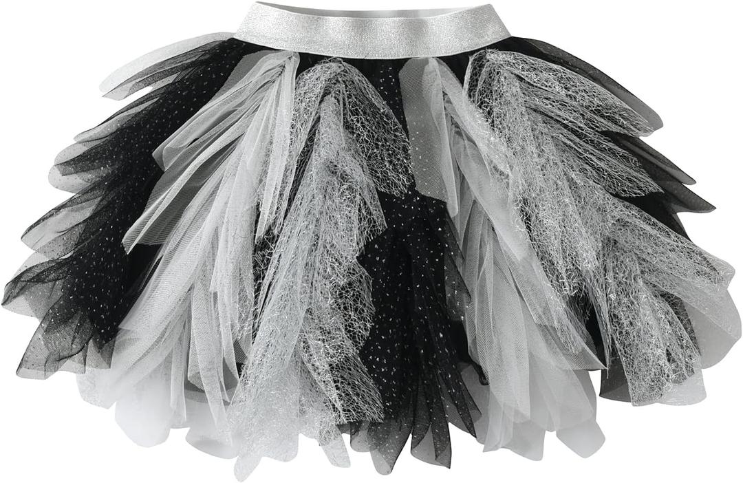 VIKITA Girls Layered Tutu Skirt Party Tulle Skirts Princess Dress Birthday Outfit (5-6 Years, Black-sk262)