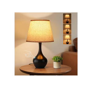 Seealle 16.1" Touch Table Lamps for Nightstand, 3-Way Dimmable Small Bedroom Lamps for Night Stands, Black Bedside Lamps for Living Room, Kids Room, End Table
