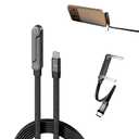 2-in-1 Invisible Stand Charging Cable, Multi Charger Cord with Type C Multi-Angle Adjustable Stand, 240W Fast Charging Cable 5 FT, for Smartphones, Tablets, Laptops, and Gaming Devices