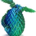 HEZUJ 3D Printed Dragon Dinosaur Egg,Articulated Crystal Dragon Fidget Toys,Prefilled Easter Basket Stuffers Eggs Filled for Boys Girls Christmas Day Easter Gifts (Green Flying Dragon)