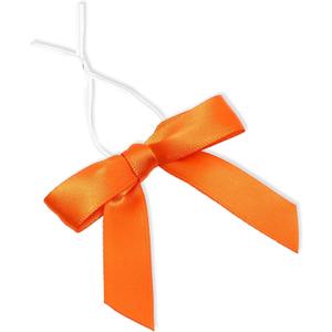 Bright Creations 100 Pack Orange Twist Tie Bows for Treat Bags - 3" Small Satin Ribbons Orange Twist Ties for Craft Decoration, Gift Wrap, Themed Party Favors, Baked Goods