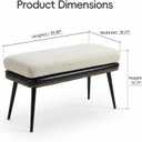 32" Retro Upholstered Entryway Bench, Leather & Fabric Shoe Bench with Removable Cushion, End of Bed Bench for Bedroom, Small Dining Bench for Living Room, Storage Bench for Hallway & Foyer