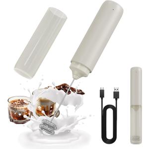 CIRCLE JOY Portable Rechargeable Milk Frother Hanheld, Dual Spring Whisk Electric Coffee Frother Wand Drink Mixer for Matcha Lattes Cappuccino, Kitchen Gifts, Beige