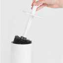 mDesign Slim Plastic Toilet Bowl Brush and Holder Set, Modern Compact Storage Organizer Cleaner Scrubber for Toilet - Heavy Duty Cleaning Plunger for Bathroom, Aura Collection - White
