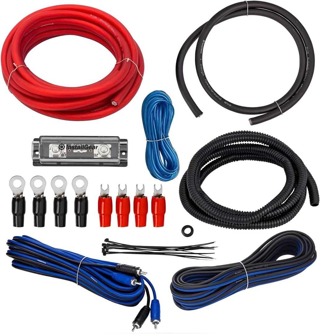 4 Gauge Amp Wiring Kit by InstallGear - Complete Subwoofer Wiring Kit with Power, Ground, RCA Cables - Soft Touch CCA Cable Set for Amplifier Installation - 17ft Length (Red)