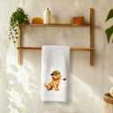 3 x Cute Golden Retriever Puppy Golf Kitchen Towels, Golden Retriever Lovers Gifts, Golfing Puppy Dog Decorative Hand Tea Towels for Bathroom, Unique Pet-Themed Household Towel Gift, 16x24 Inch