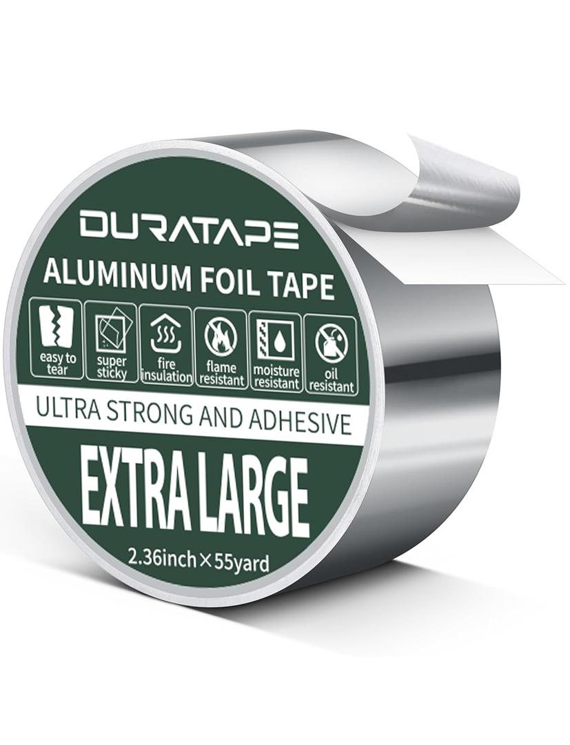 Aluminum Foil Tape,2.36 inch x 55 Yards-165FT (3.9 mil), Duct Tape, Heat Resistant, Insulation Tape for HVAC, Metal Repair, Heavy Duty Tape for Ductwork, Dryer Vent (2.36 inch x 55 Yard)