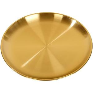 Serving Trays 7.9in Stainless Steel Decorative Tray Round Gold Tray for Kitchen Wedding Party Coffee Table Dishwasher Safe