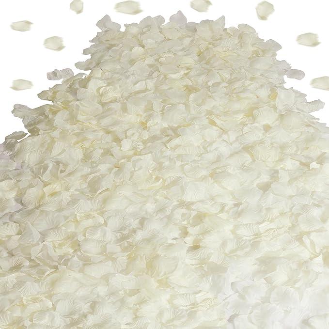 XIANNVXI 3000Pcs White Red Roses Petals Fake Rose Petals Fake Flowers Petal for Wedding Anniversary Decorations Faux Rose Petal for Valentines Day Romantic Night Decorations