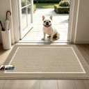 JSEI Dirt Trapper Door Mat 24"x36", Non-Slip Doormat,Beige | Entryway Rugs Washable, Dirt Resistant and Absorbent Welcome Mat, Low Profile Floor Mats for Front Back Door and Entrance