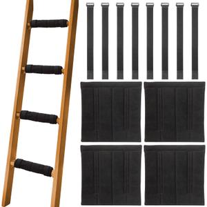 4 Pcs Bunk Bed Ladder Pads,with 8 Adjustable Hook & Loop Straps,Bunk Bed Ladder Cover,Ladder Step Pads Loft Bed, Suitable for Safe and Comfortable Climbing,10x10 Inch (Ladder Not Included)
