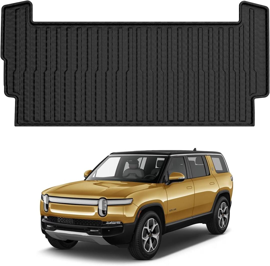 Mixsuper Cargo Liner for Rivian R1S 2022-2024 2025, All Weather Trunk Mat for R1S Accessories Anti-Slip Trunk Liner Rear Cargo Mat Black