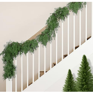 2 Pcs Christmas Norfolk Pine Garland, 6 Ft Dense Pines Realistic Touch Garland Ornaments, Greenery Artificial Pine Cypress Garlands for Christmas Holiday Mantle Fireplace Table Home Decor