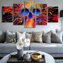 5parts Abstract Red Skull Artwork Canvas Wall Art for Home Decor and Wall Decor Post-Impressionism Canvas Prints Pictures Artwork