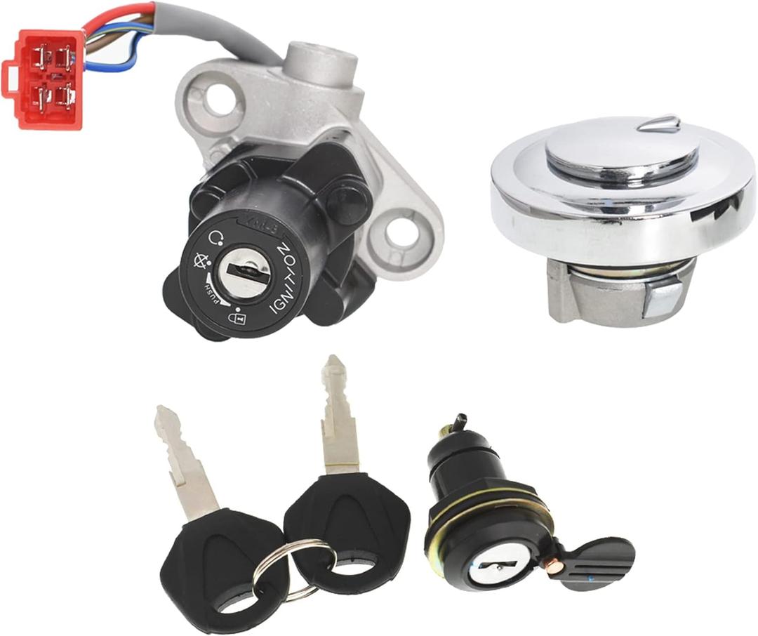 Ignition Switch Lock with Lock Keys Fuel Gas Cap 4TR-82501-00 Replacement for Yamaha 650 1100 XVS650 XVS1100 V-Star XVS1100A XVS125 XVS400 Drag Star