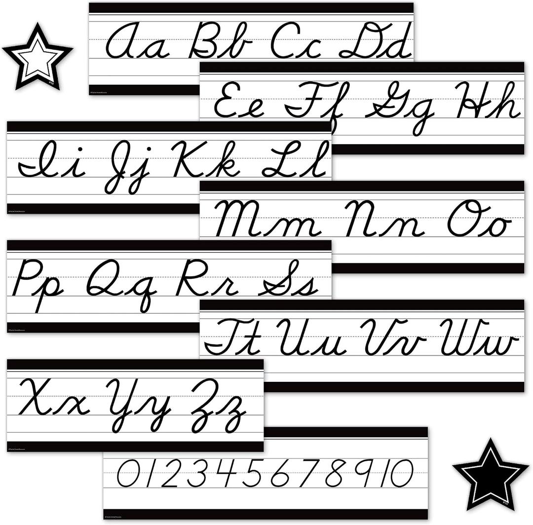 Teacher Created Resources Black and White Cursive Mini Bulletin Board (TCR6983)