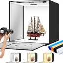 Light Box Photography 20"x20" with 160LED Lights and 4 Color Backdrops Photo Box with Lights, Foldable Light Box with Adjustable Brightness, 3000-6500K Dimmable Portable Picture Box Shooting