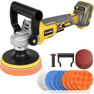 Cordless Buffer Polisher for De-walt 20v Max Battery, Brushless Rotary Car Buffer Polisher, Variable Speed 1000-6000 RPM, Detachable Handle Polisher for Car Detailing,Sanding Waxing (No Battery)
