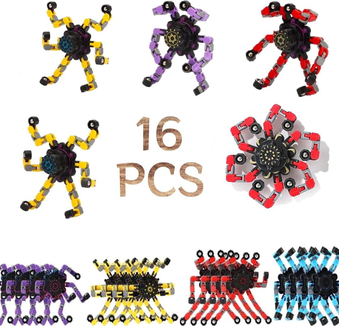 36pcs Fingertip Gyro Toy Fidget Mechanical DIY Transformable Fidget Spinners Fidget Toys Robot Creative Chain Gyro Toy for Goodie Bag Stuffers Party Favors Gift Prizes Novely Anxiety Toys