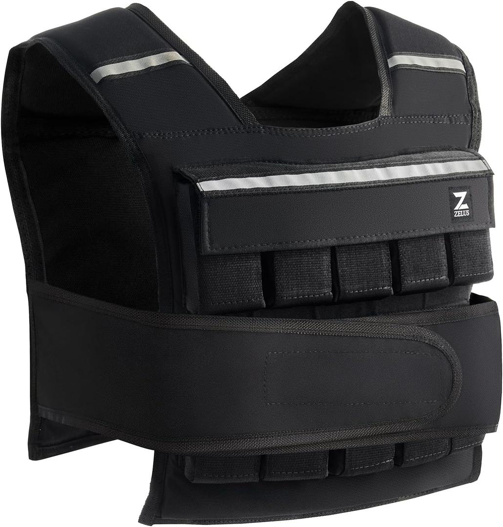 ZELUS 45lb Weighted Vest with Iron Weights for Exercise, Adjustable Weight Vest for Men, Workout Vest for Home Workouts Cardio Strength Training Weight Loss (Black)