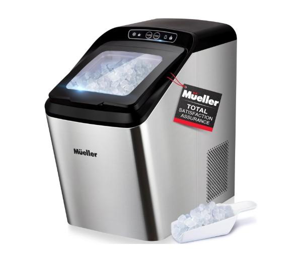 Mueller Countertop Nugget Ice Maker – Quiet, Heavy-Duty Ice Machine, 30 lbs Daily, 3 QT Tank, Compact & Portable, Includes Basket - Self-Cleaning Feature