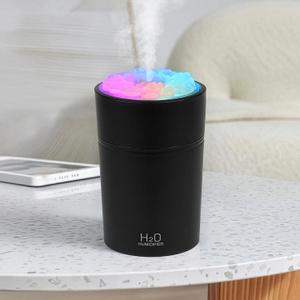 Portable Mist Humidifier Auto Shut-Off USB Powered 220ml Small Desktop Humidifiers with Colorful Light 2 Cool Spray Modes for Bedroom Office Car (Black)