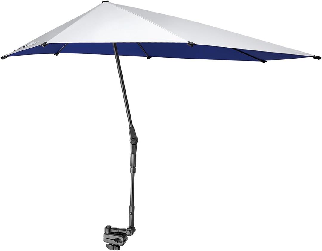 G4Free UPF 50+ Adjustable Chair Umbrella XL with Universal Clamp UV Protection Sun Shade Umbrella for Beach Chair, Stroller, Wheelchair, Golf Cart, Bleacher, Patio