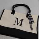 Monogrammed Canvas Tote Bag with Zipper Pockets - Ideal Gift for Mom, Teacher, Sister
