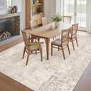 Art&Tuft Washable Rugs 9x12, Abstract Area Rugs 9x12 Living Room - Non Slip and Low Pile Soft Thin Rug for Bedroom, Dining Room, Kitchen, Office, Beige