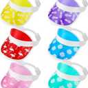 6 Pcs Clear Sun Visors Plastic Poker Hat Colorful Beach Sunhat for Women Sports Outdoor Activities UV Protection