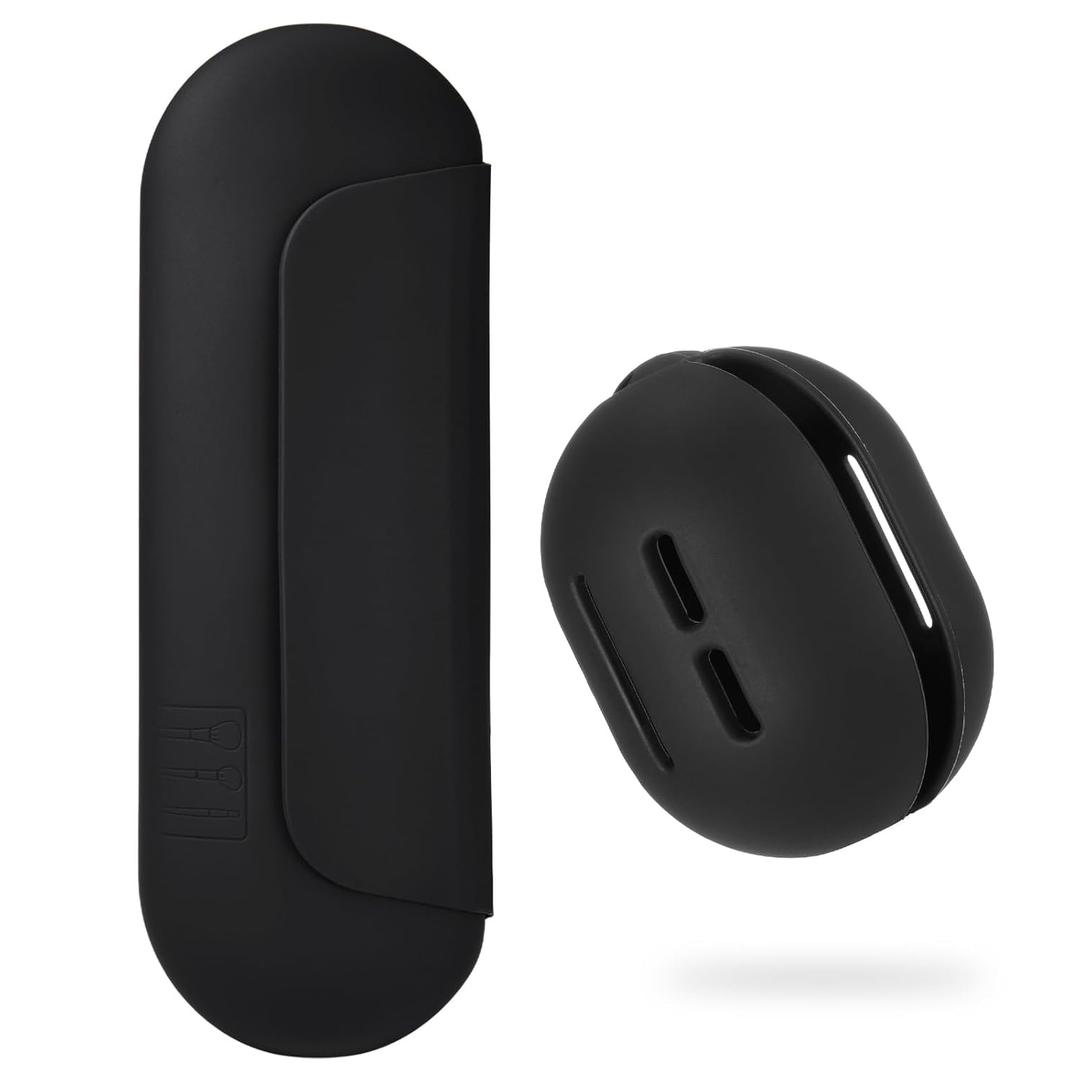 AGIKET 2 IN 1 Silicone Makeup Brush Holder with Beauty Make Up Sponge Holder CaseSoft Portable Cosmetic Face Brushes Holder with Upgrade Anti-Fall Out Magnetic Closure - Black