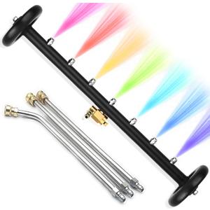 2-in-1 24" Dual-Function Undercarriage Pressure Washer Cleaner, Surface Cleaner for Power Pressure Washer Attachment Underbody Car Wash Water Broom with 3 Pieces Extension Wand, 4000 PSI
