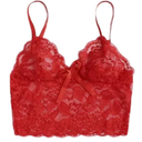 SOLY HUX Women's Bralettes Sheer Glitter Sparkly Straps Wireless Push Up Bras Lingerie Pure Red Large