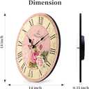 VIKMARI Home 14 Inch Battery Operated Silent Non-Ticking Vintage Wall Clock Design Wooden Round Roman Numerals Indoor Clocks Rose Pink Style Wall Clocks