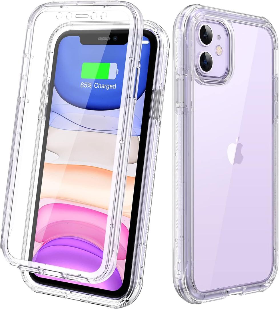 Diaclara Compatible with iPhone 11 Case, Full Body Rugged with Built-in Touch Sensitive Anti-Scratch Screen Protector, Soft TPU Bumper Case Clear Compatible with iPhone 11 6.1" (Crystal Clear)