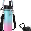 KXIAOCHEN Insulated Water Bottle, Stainless Steel Water Bottle, 2 Lids (Straw and Handle Lid),Wide Mouth Metal Water Bottles Keep Hot and Cold, Double Walled, Thermo Mug, Metal Canteen