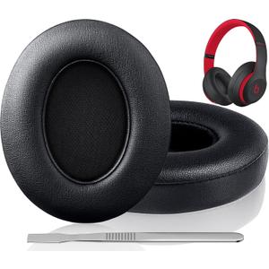 F FEYCH Beats Studio Replacement Earpads for Beats Studio 3 & 2 (B0500/ B0501) 2 Pieces Noise Isolation Comfortable Memory Foam Ear Cushions (Black)