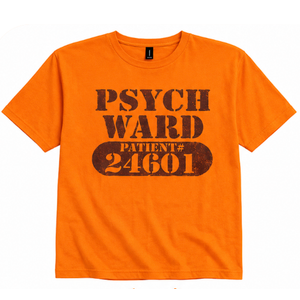 Psych Ward Escaped Mental Patient Halloween Costume T-Shirt (Orange, XL)