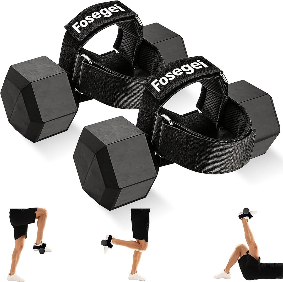 Dumbbell Foot Attachment, Tibialis Trainer, Adjustable Ankle Weights, Ankle Straps for Weight Lifting, Leg Workouts at Home for Hip, Shin Splint, Hamstring Curls, Leg extensions, Home Gym Equipment, Black Pair