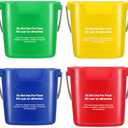 Yaomiao 4 Pcs Cleaning Bucket 3 Quart Small Sanitizing Square Bucket Detergent Pail with Measurements Spout and Handle for Home Commercial Use Restaurant Kitchen Office (Red,Yellow,Blue,Green)