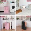 efluky Slim Laundry Basket, Narrow Laundry Hamper with Handles, Collapsible Dirty Clothes Hamper, Tall Laundry Bin for Laundry Room, Dorm and Bedroom, 12.7 Gallons(48L) Pink