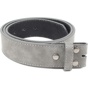 Leather Belt Strap with Vintage Distressed Texture 1.5" Wide with Snaps and without Buckle (Large (34-36), Grey Color)
