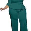 ThusFar Plus Size 2 Piece Outfits for Women Blazer Top Long Sleeve Long Pants Sets Casual Elegant Business Suit with Belt
 3XL