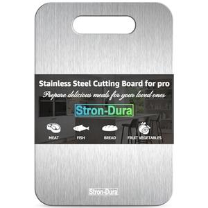 Stron-Dura Cutting Board, Stainless Steel Cutting Board, Foodgrade Cutting Boards for Kitchen, Titanium Cutting Board for Meat,Fruit, Vegetables, Double Side Use, Odor free, M, 13.4" * 9"